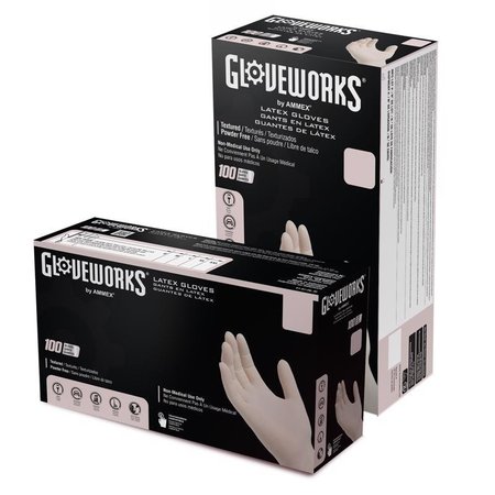 GLOVEPLUS Latex Disposable Gloves, 4 mil Palm, Latex, Powder-Free, L, Ivory TLF46100